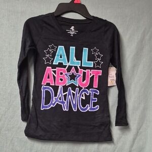 Energy Zone Black Kids Dance Tee with Colorful Lettering S (6-6X)